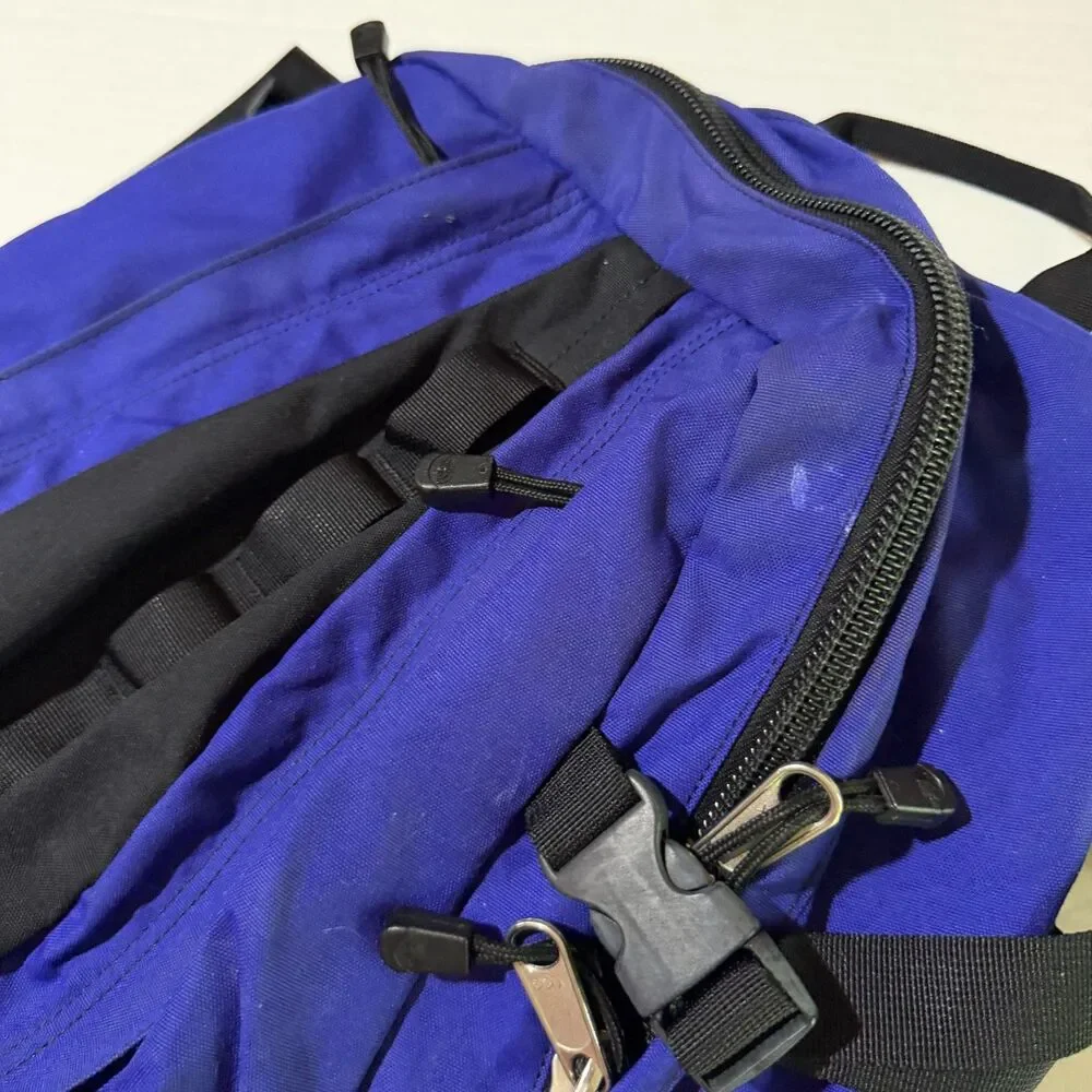 Vintage 90s The North Face Hiking Backpack, Black Royal Blue Outdoor Daypack